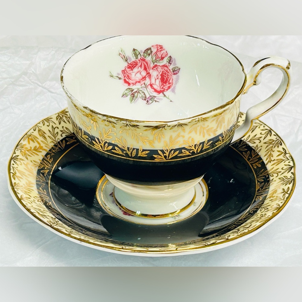 Royal Stafford Teacup & Saucer English Bone China Floral Vintage